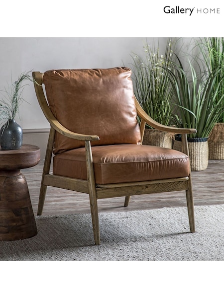 Gallery Home Brown Reliant Leather Armchair (795554) | £817