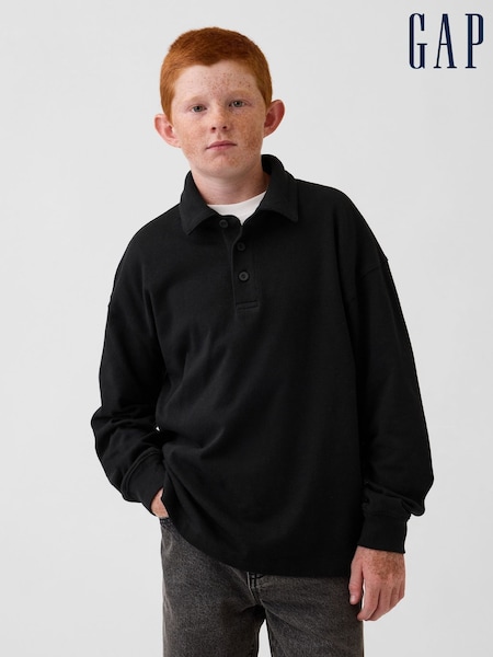 Black - Gap Heavyweight Relaxed Polo Shirt (4-13yrs)