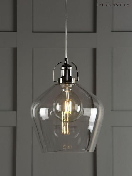 Laura Ashley Clear Rye Smoked Glass Pendant Ceiling Light (796110) | £125