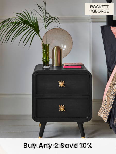 Rockett St George Black Ringo Mango Wood Bedside Table (796357) | £315