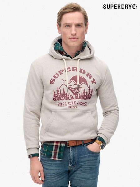 Superdry Beige Marl Lo-Fi Outdoor Graphic Hoodie (796372) | £60