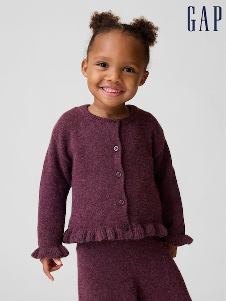 Burgundy Red - Gap Cashsoft Ruffle Cardigan (6mths-5yrs)