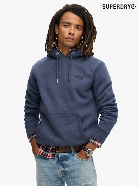Superdry Navy Heritage Marl Essential Slim Fit Logo Hoodie (796498) | £55