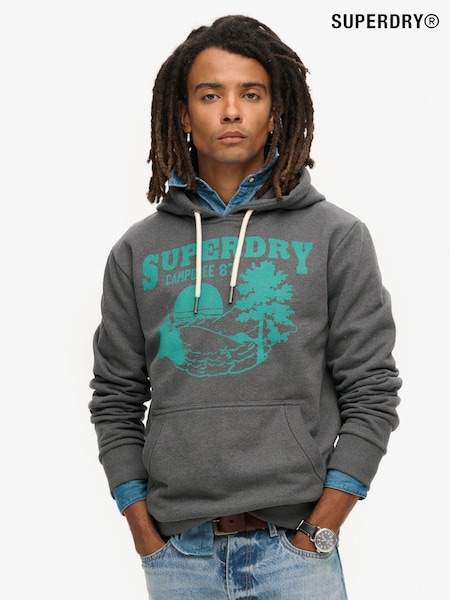 Superdry Granite Grey Marl Lo-Fi Outdoor Graphic Hoodie (796522) | £60