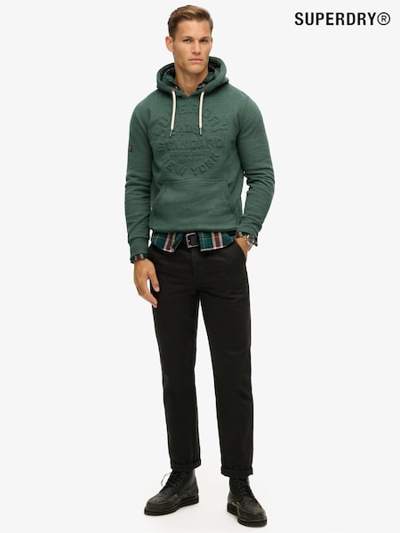 Superdry Buck Green Marl Embossed Logo Graphic Hoodie (796650) | £60