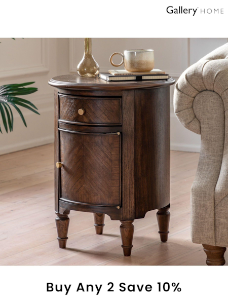 Gallery Home Brown Maddy Drum Side Table (796776) | £355