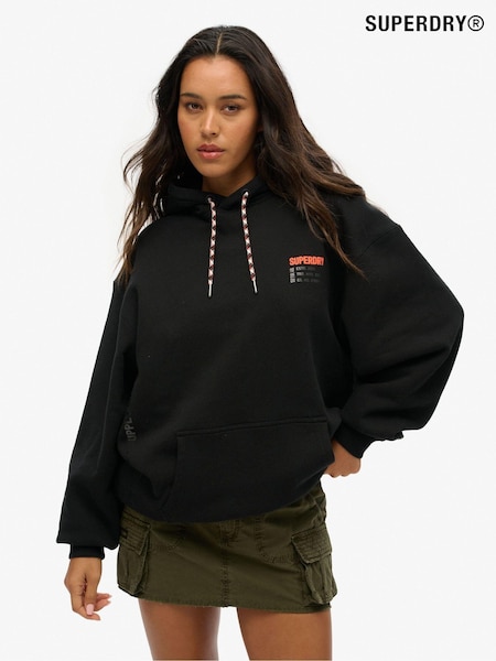Superdry Black Utility Sport Logo Loose Hoodie (797270) | £60