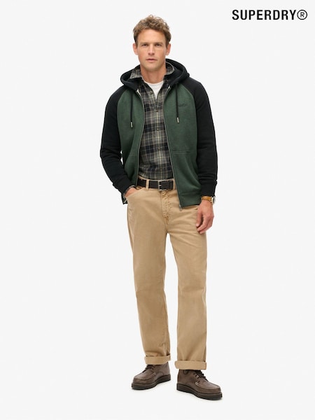 Superdry Forest Green Marl/Black Essential Baseball Zip Hoodie (797610) | £55