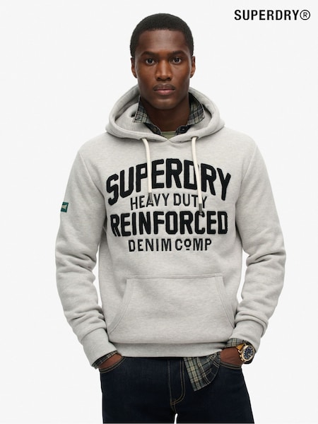 Superdry Stone Beige Marl Embroider Script Graphic Hoodie (797766) | £60