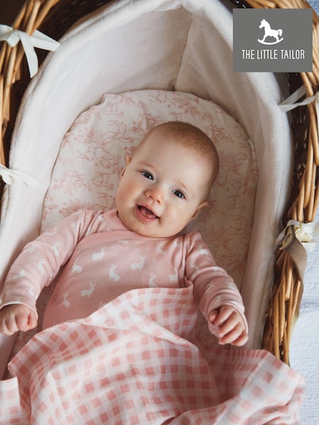 The Little Tailor Pink/White Muslin 100% Cotton Baby Blanket (797803) | £17