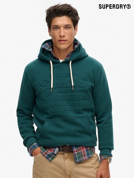 Superdry Furnice Green Embossed Vintage Logo Hoodie (797880) | £60