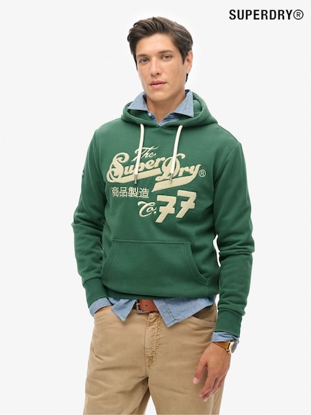 Superdry Academy Green Embroider Script Graphic Hoodie (797969) | £60