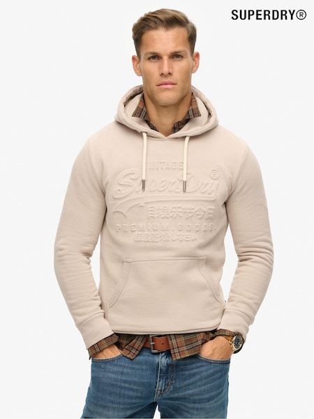 Superdry Chateau Grey Embossed Vintage Logo Hoodie (798072) | £60