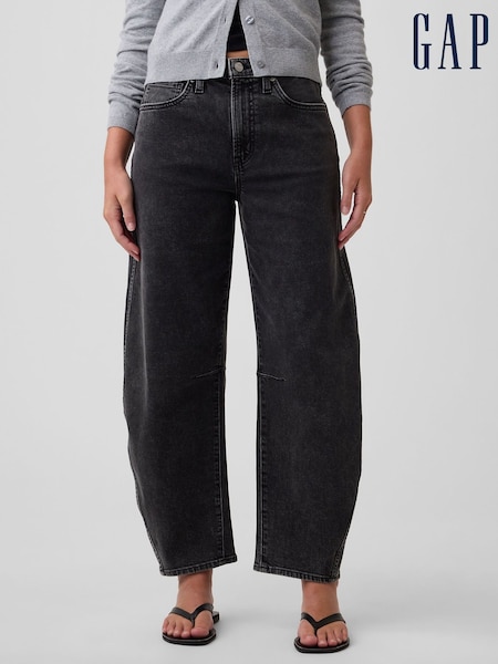 Black - Gap High Waisted Barrel Jeans