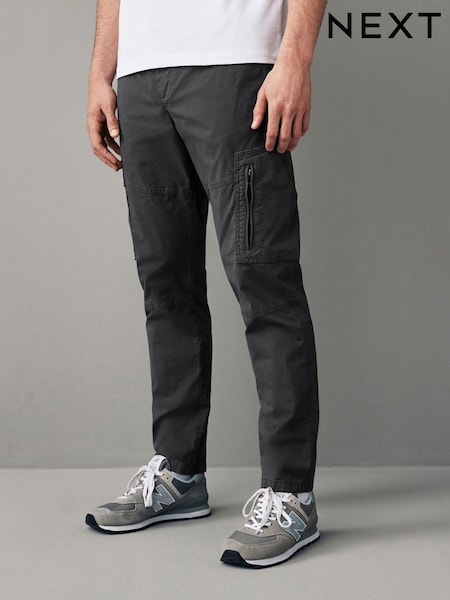 Charcoal Grey Stretch Utility Zip Detail Cargo Trousers (798782) | £36