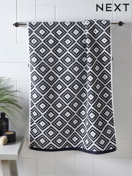 Black/White Diamond Geo Towel 100% Cotton (799386) | £6 - £24
