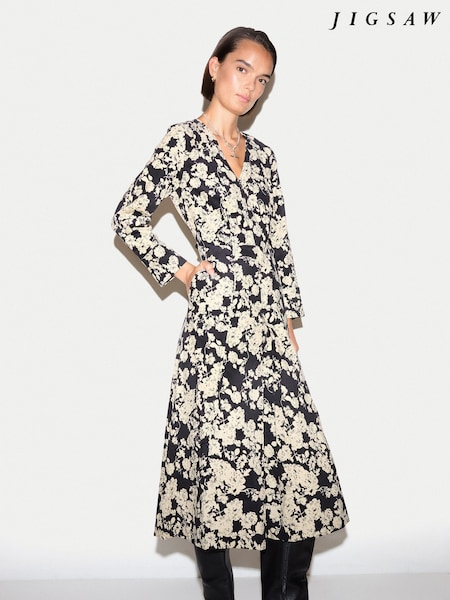 Black - Jigsaw Camellia Cord Midi Dress