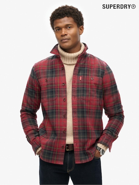 Superdry Boseman Check Red 100% Cotton Vintage Check Overshirt (799502) | £65