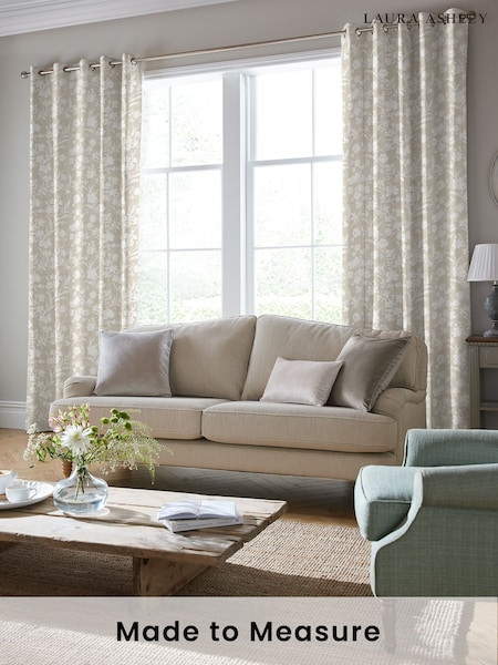 Laura Ashley Dove Grey Rye Made to Measure 100% Cotton Curtains (799602) | £100