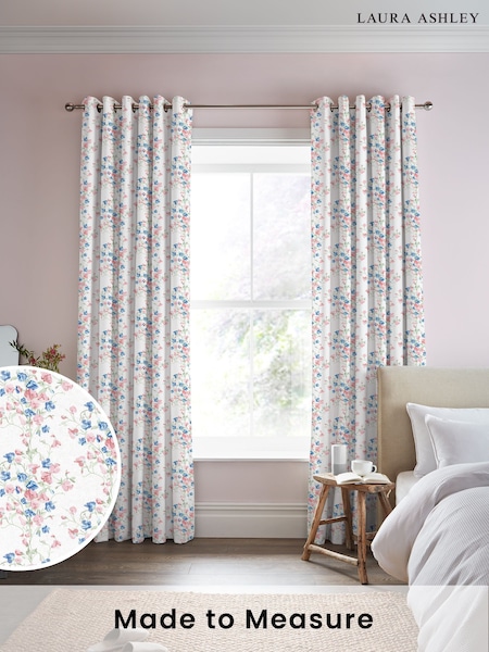 Laura Ashley Coral Pink Charlotte Made to Measure 100% Cotton Curtains (799697) | £100
