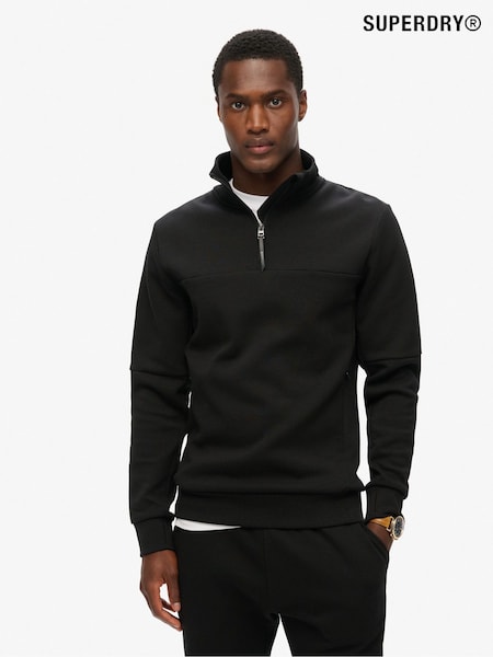 Superdry Black Dark Moss Green Tech Loose Half Zip Sweatshirt (799744) | £60