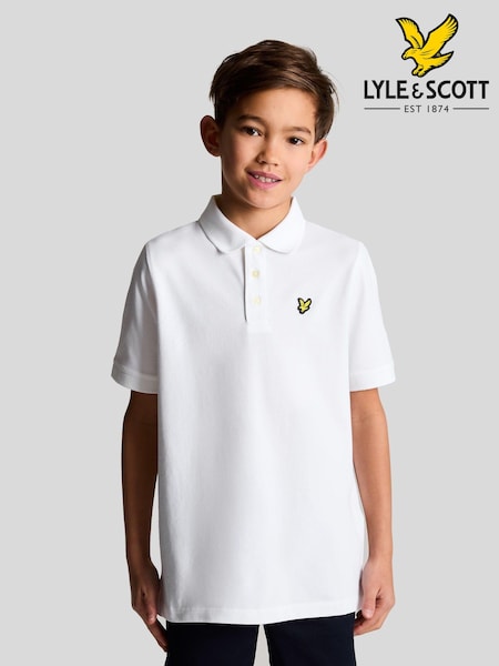 Lyle & Scott White Boys Classic Polo Shirt (799764) | £35 - £40