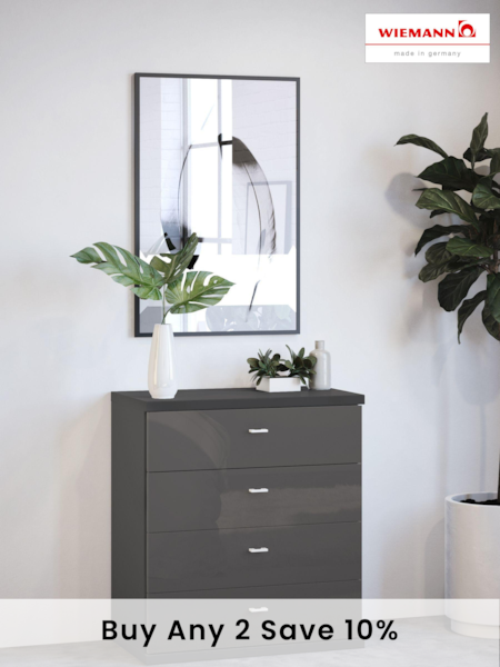 Wiemann Peyton Graphite 4 Drawer Glass Chest (799833) | £490