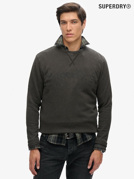 Superdry Dark Grey Green Tonal Venue Logo 100% Cotton Sweatshirt (800373) | £55