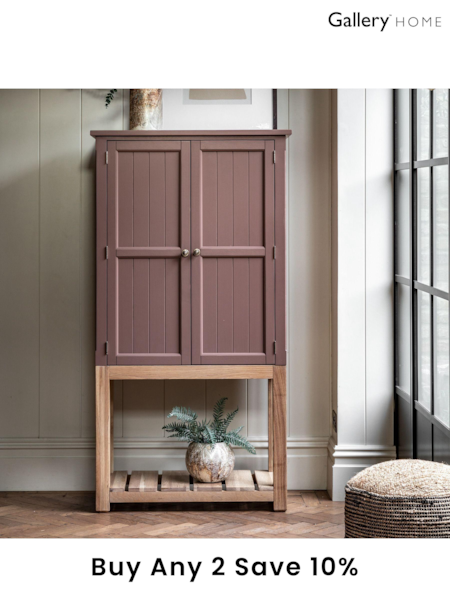 Gallery Home Clay Pink Leroy 2 Door Cupboard (800422) | £939