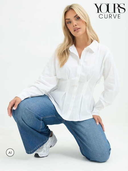 White - Yours Curve Limited Shaped Seam Detail Shirt