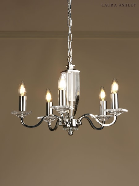 Laura Ashley Chrome Carson Cut Glass 5 Light Chandelier Light (801227) | £310
