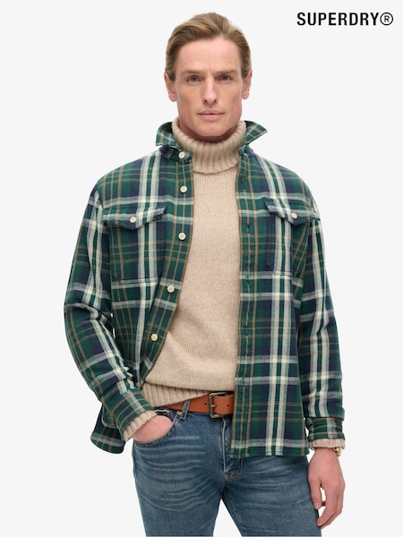 Superdry Merchant Check Green 100% Cotton Merchant Heavy Checked Shirt (801263) | £75