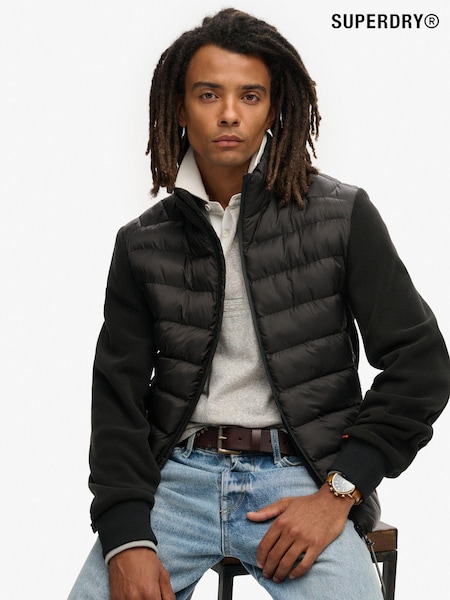 Superdry Black Storm Fleece Hybrid Bomber Jacket (802038) | £100