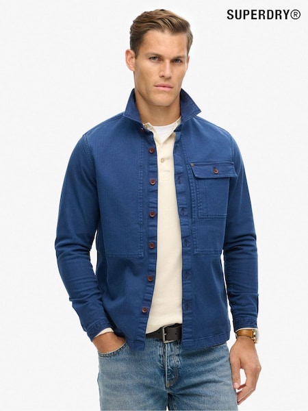 Superdry Indigo Herringbone Merchant Utility Overshirt (802064) | £85