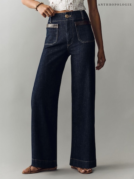 Blue - Anthropologie Maeve Colette Full-length High-rise Wide-leg Jeans