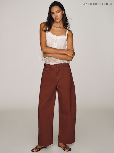 Red - Anthropologie Pilcro Kayden High-rise Full Length Carpenter Barrel Trousers