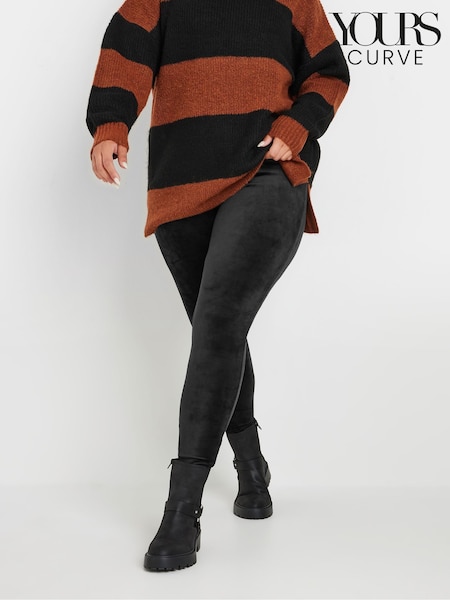 Black - Yours Curve Velour Leggings