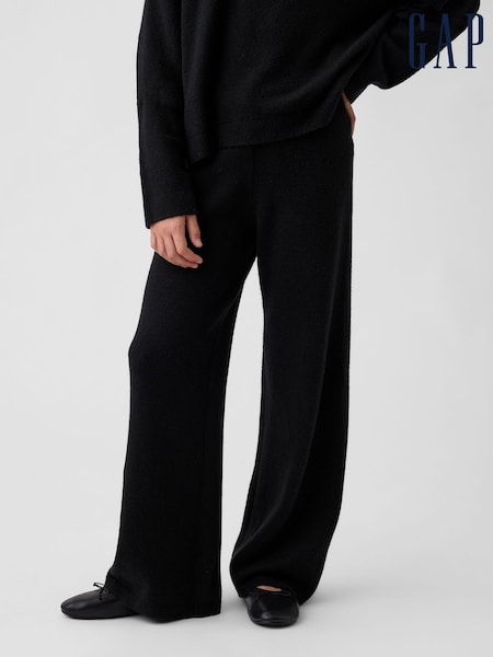 Black - Gap Cashsoft Wide-leg Knitted Trousers (4-13yrs)
