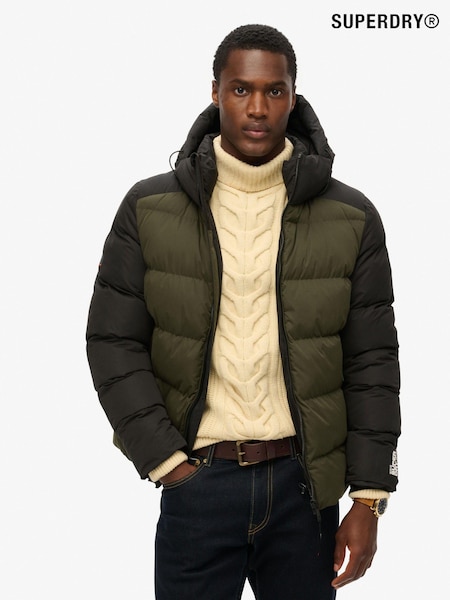 Superdry Black Colourblock Hood Colour Block Sport Puffer Jacket (802748) | £110