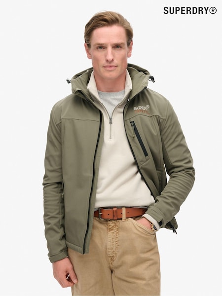 Superdry Dusty Olive Green Hood Ripstop Softshell Trekker Jacket (802789) | £95