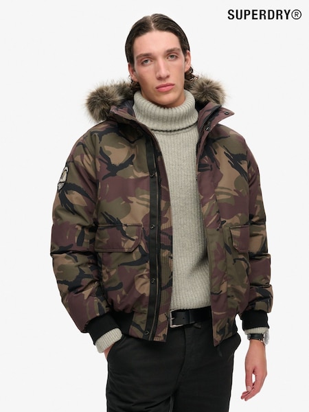 Superdry Para Camo Everest Faux Fur Bomber Coat Jacket (804105) | £130