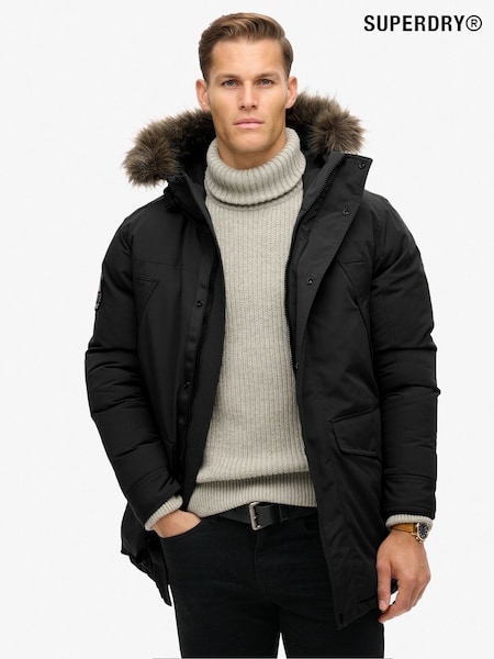 Superdry Jet Black Everest Faux Fur Parka Coat Jacket (804291) | £150