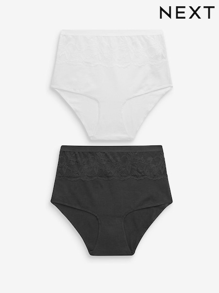 Black/White Cotton Tummy Control Shaping High Waist Knickers 2 Pack (804786) | £20