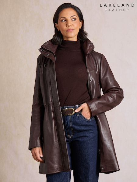 Brown - Lakeland Leather Arndale Hooded Coat