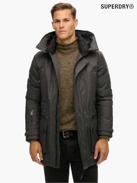 Superdry Grey City Tweed Padded Parka Jacket (805309) | £160