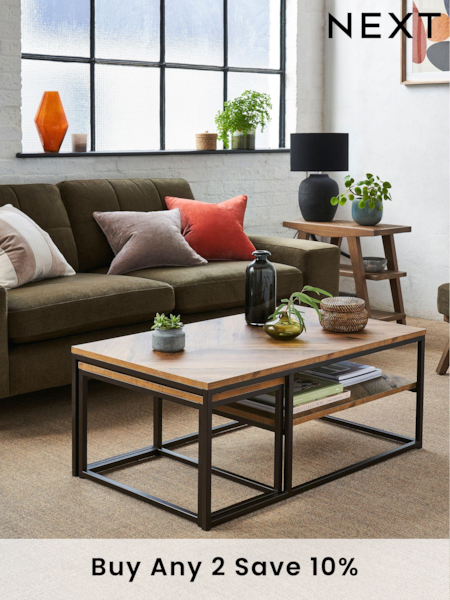 Dark Bronx Chevron Oak Effect Nest of 2 Coffee Table (805575) | £250