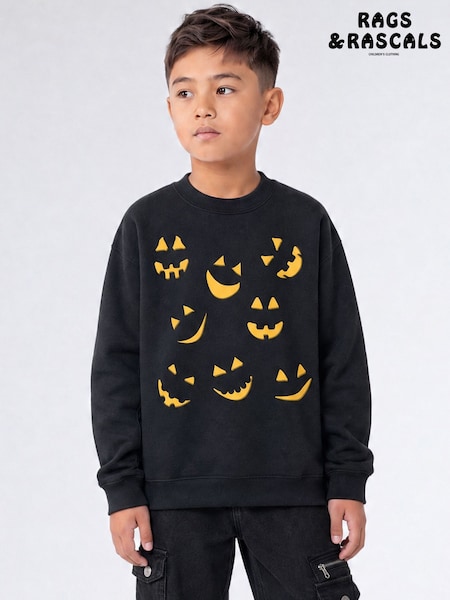 Black - Rags & Rascals Halloween Jack O Lantern Faces Sweatshirt