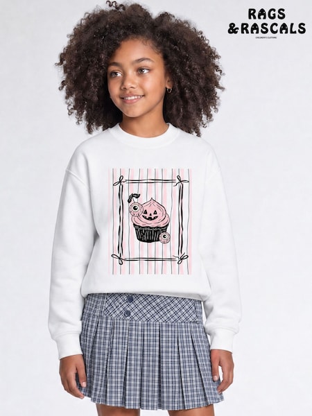White - Rags & Rascals Halloween Spooky Cupcake Sweatshirt