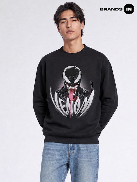 Black - Regular Brands In Marvel Venom Smile Halloween Sweatshirt