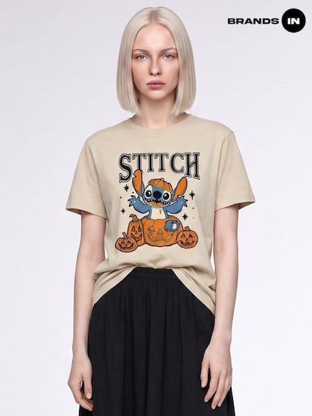 Natural - Brands In Disney Lilo & Stitch Pumpkins Halloween Boyfriend Fit T-shirt